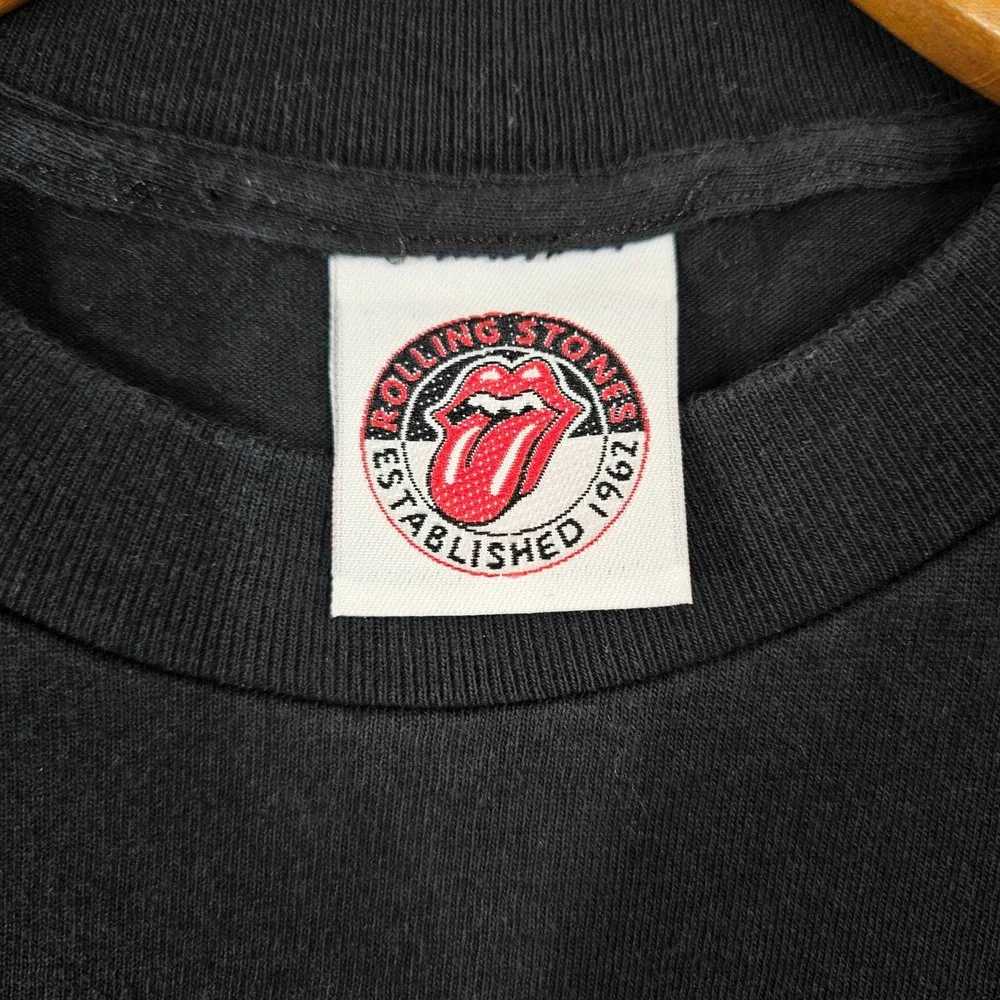 Vintage 1997 Rolling Stones Football Cropped‎ Long Sleeve Shirt Black Large 90s